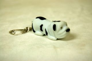 LED Keychain White Bull Dog Toy Charm Light Sound Gift Novelty Fun