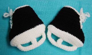 Handmade Crochet Hockey Skates Baby Booties 0 9 Months
