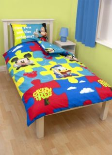 Mickey Mouse Duvet Cover Pillow Case Bed Set Puzzled Kids Cartoon Disney Bedding