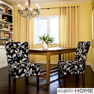 Angelo Home Bradford Charcoal Black and White Vine Upholstered Armless Chairs S