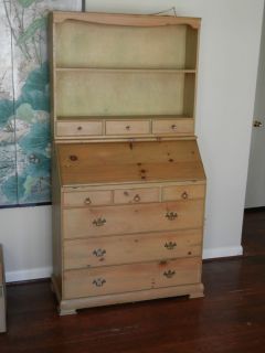 Rustic Country Style Secretary Desk Drop Leaf with Shelves Pine