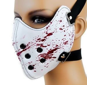 Bloody White Motorcycle Face Mask Horror Protective Gear Halloween Goth Cosplay