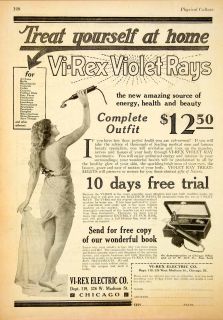1922 Ad VI Rex Violet Ray Dept 119 326 w Madison St Chicago Health Beauty Energy