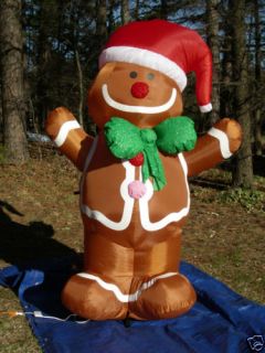 New Gemmy 7' Lighted Gingerbread Man Christmas Inflatable Airblown Blow Up