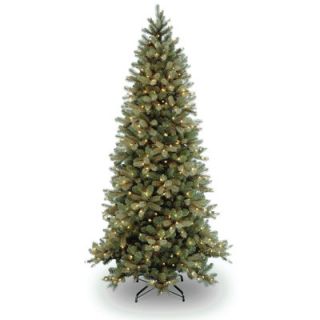 National Tree Co. Douglas Fir 7.5 Green Downswept Slim Fir Artificial Christmas Tree with 600 Pre Lit Clear Lights with Stand