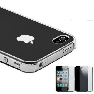 Clear Ultra Thin Snap on Hard Case Cover for iPhone 4G 4S w Screen Guard