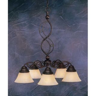 Toltec Lighting Jazz 5 Light  Chandelier withMarble Glass Shade