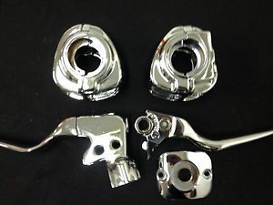 Chrome Harley Handlebar Control Switch Housings Levers Clutch Perch Cover