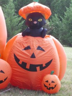Gemmy 6' Animated Pumpkin Cat Lighted Halloween Airblown Inflatable Blow Up
