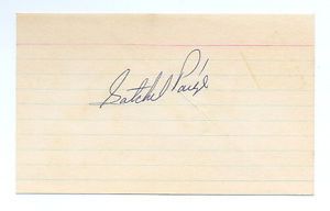Satchel Paige Autographed Index Card