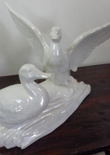 Vtg Mid Century Iridescent Duck Bird Geese Figurine Statue Lawn Garden Ornament