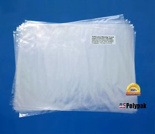Qty 50 1000 Clear Poly Bags w Suffocation Warning Labels Stickers Plastic
