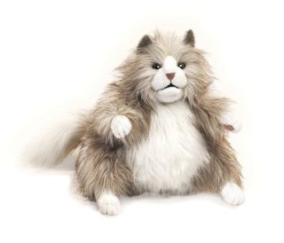 Folkmanis Puppets Fluffy Cat Plush Hand Puppet New