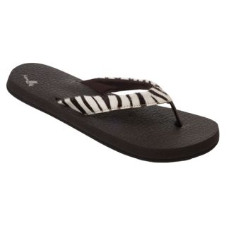 Sanuk Yoga Safari Womens Flip Flops Black White footwear Sandals Zebra All Sizes