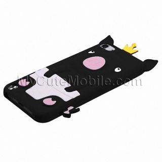Apple iPod Touch 5g 5th Gen Case Black Crown Piggie Silicone Skin Cover Pouch