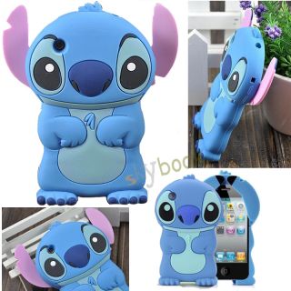 Blue Silicone Disney Stitch Apple iPhone 3G 3GS 3D Case Skin Cover Movable Ear