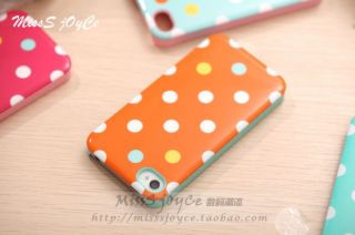 Orange Lovely Polka Dot Hard Plastic Back Case Cover Skin for iPhone 4 4G 4S