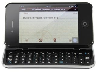 Ultra Slim Sliding Bluetooth Keyboard Case Stand for iPhone 4 4G 4S Black Angle