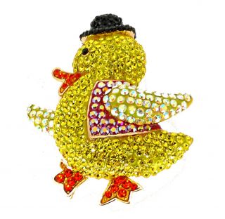 Sale Butler Wilson Crystal Yellow Duck with Hat Brooch RRP £34 00