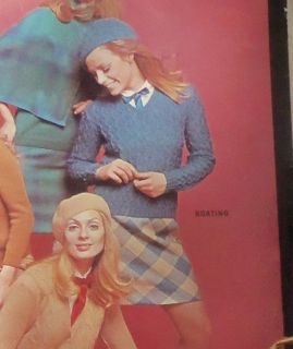 Vtg Brunswick Wool Yarn Fabric Kit Blue Heather Sweater Skirt Hat