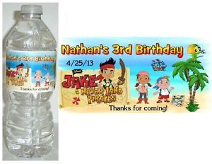 20 Jake and The Neverland Pirates Birthday Party Favors Water Bottle Labels