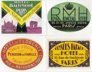 20 Retro Luggage Labels Stickers Exotic Hotels Travel on PopScreen