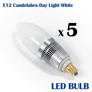 Candelabra E12BASE Day Light White LED Light Bulb Lighting Bulb LEE12C120V3DL 5P