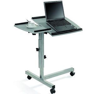 Mobile Laptop Computer Adjustable Height Portable Stand Table Desk w Split Top