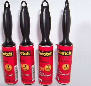 Scotch 3M Travel Size Mini Lint Rollers Dog Cat Pet Hair Remover 15 Sheet 4 Pack