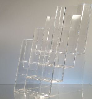 4 Tier Clear Plastic Tri Fold Brochure Holder Display Wholesale Lot of 4