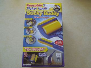 Reusable Sticky Buddy Carpet Clothes Lint Fur Remover Cleaner Roller Brush on TV