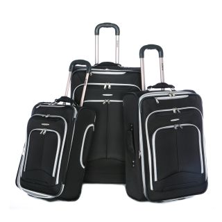 Olympia Hamburg 3 Piece Outdoor Travel Rolling Luggage Suitcase Set in Black