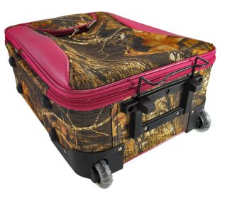 3 Piece Camouflage Rolling Luggage Set with Hot Pink Trim