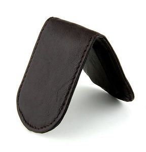 New Leather Magnetic Money Clip Clamp Credit Card Cash Holder Pocket Slim Brown