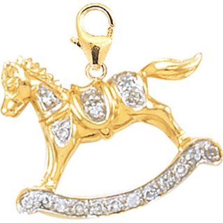 EZ Charms 14K Yellow Gold Diamond Rocking Horse Charm