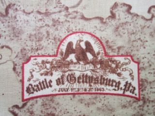 Gettysburg Battle Map Historic Civil War Quilting Treasures Fabric Yard