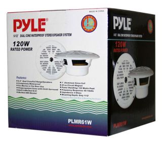 2 Pyle PLMR61W 6 5" 120W Marine Boat Car Waterproof Full Range Audio Speakers