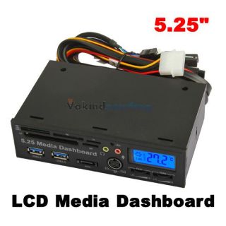 5 25" USB3 0 PCI E Dashboard LCD SATA 5 0Gb s Media Audio Card Reader PC