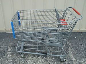 8 Large Used Reconditioned Plastic Grocery Shopping Carts Metal Great Shape