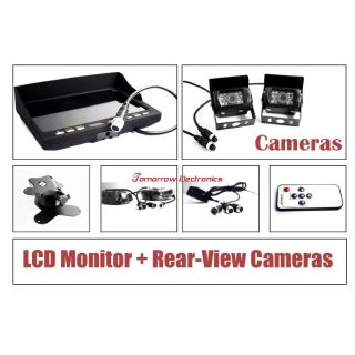 New 7" TFT Monitor Waterproof Car Rear View Night Vision Backup 2 Camera System