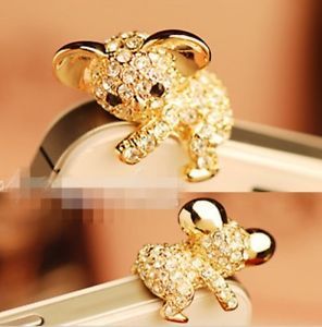 Golden Korea Cute Koala Crystal Cell Phone Headset Dust Plug for iPhone 4S