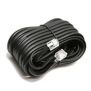 100' ft Telephone Extension Cord Black Phone Cable Wire Line with Connectors