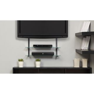 Flat Screen LCD TV Wall Mount Up to 50 inch w Glass Shelves Video Game Storage