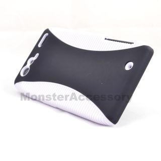 Black White Dual Flex Hard Case Gel Cover for Motorola RAZR XT910 Verizon