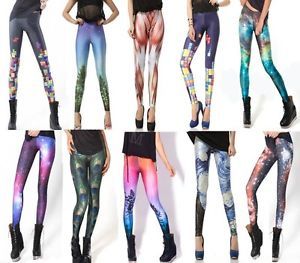 Fashion Women Multicolored Tetris Galaxy Print Tights Pants Leggings Punk Rock