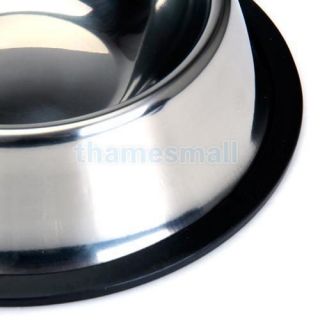 Stainless Steel Food Bowl w Rubber Ring Pet Dog Cat 3