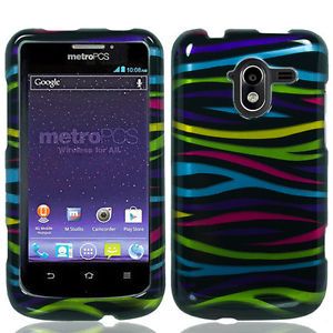 ZTE Avid 4G N9120 MetroPCS Hard Protector Case Snap Phone Cover Colorful Zebra