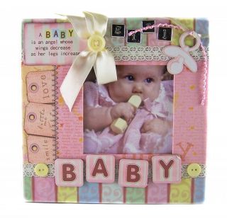 Pink Baby Girl Decorative Photo Album Scrapbook 6" x 6" Keepsake Baby Gift New
