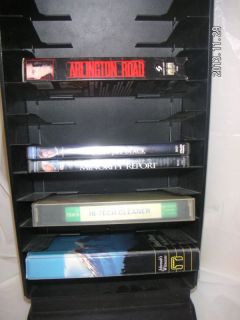 Black Laserline Video Storage Organizer Tower 52 DVD Case 26 VHS Box Holder Rack
