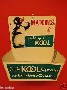 Vintage Metal Embossed Kool Cigarette Point of Sale Store Display for Matches